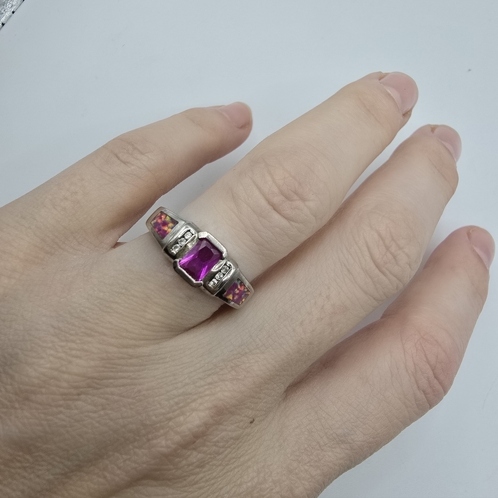 Vintage Ruby Ring With Australian Opal